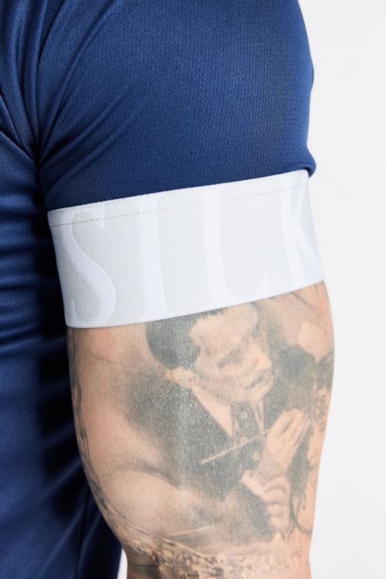 SikSilk Apparel 020XHH369 Navy Elastic Cuff T-Shirt Men