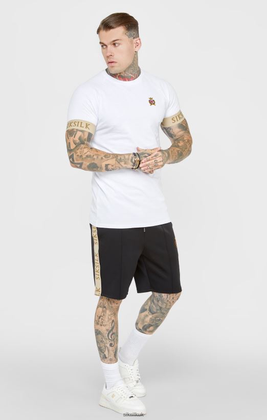 SikSilk Apparel 020XHH372 White Crest Elasticated Cuff T-Shirt Men