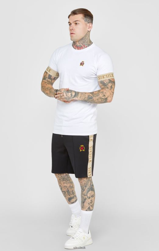 SikSilk Apparel 020XHH372 White Crest Elasticated Cuff T-Shirt Men