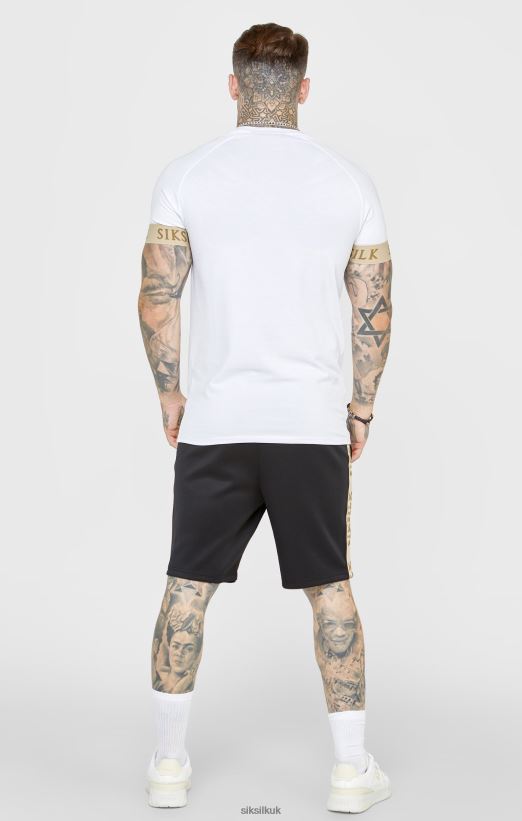 SikSilk Apparel 020XHH372 White Crest Elasticated Cuff T-Shirt Men