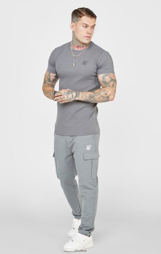 SikSilk Apparel 020XHH374 Grey Rib Knit T-Shirt Men