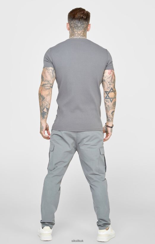 SikSilk Apparel 020XHH374 Grey Rib Knit T-Shirt Men