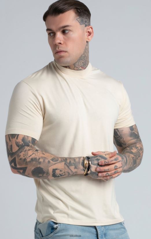 SikSilk Apparel 020XHH378 Beige High Neck T-Shirt Men