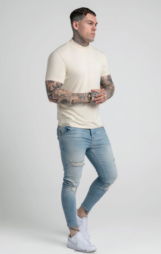 SikSilk Apparel 020XHH378 Beige High Neck T-Shirt Men
