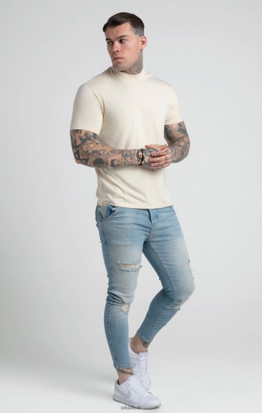 SikSilk Apparel 020XHH378 Beige High Neck T-Shirt Men