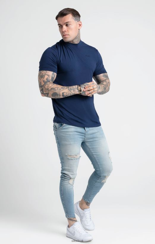 SikSilk Apparel 020XHH379 Navy High Neck T-Shirt Men