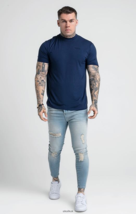 SikSilk Apparel 020XHH379 Navy High Neck T-Shirt Men