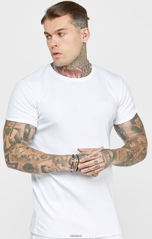 SikSilk Apparel 020XHH381 White Rib Knit T-Shirt Men
