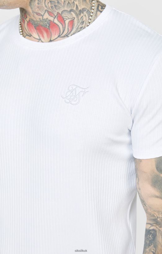 SikSilk Apparel 020XHH381 White Rib Knit T-Shirt Men