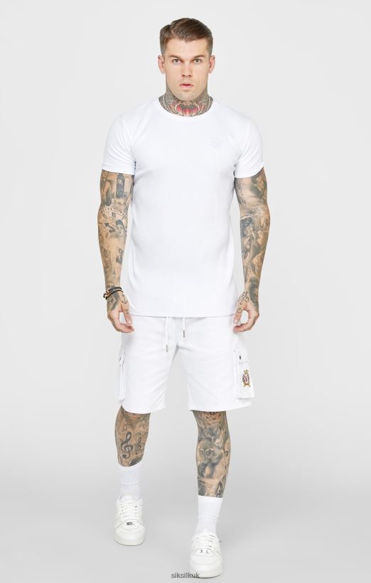SikSilk Apparel 020XHH381 White Rib Knit T-Shirt Men