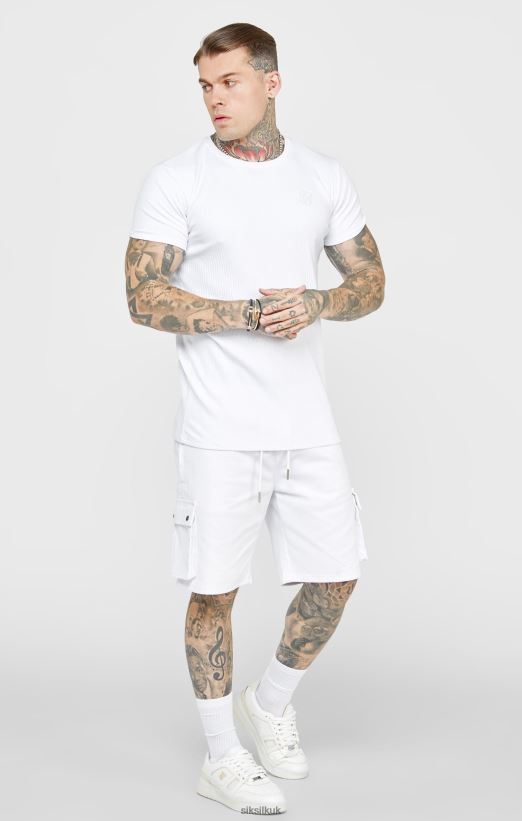 SikSilk Apparel 020XHH381 White Rib Knit T-Shirt Men