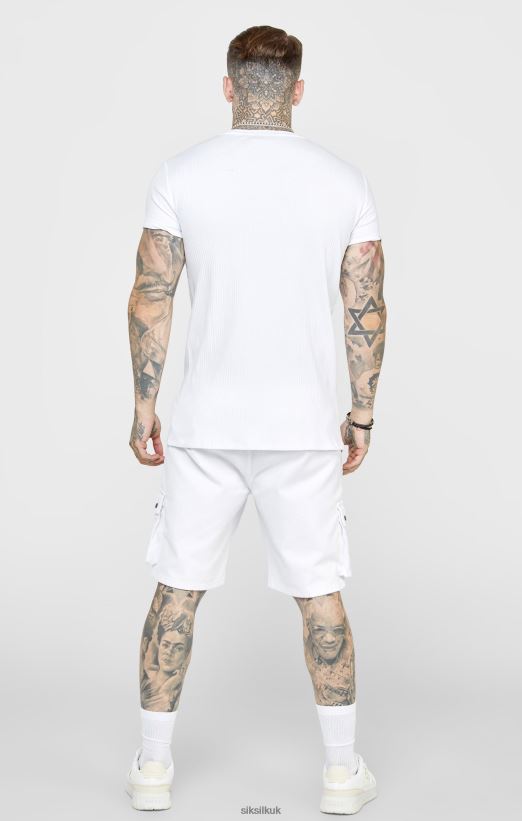 SikSilk Apparel 020XHH381 White Rib Knit T-Shirt Men