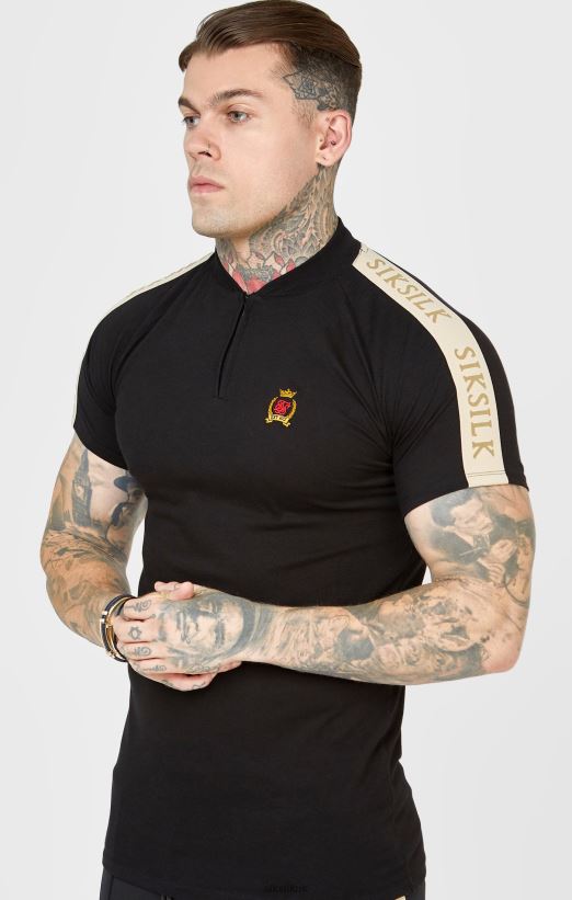 SikSilk Apparel 020XHH385 Black Crest Short Sleeve Polo Men