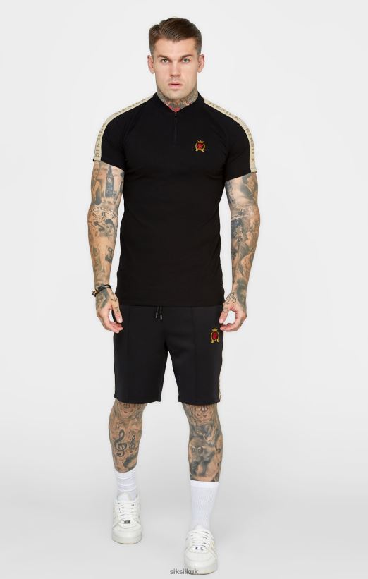 SikSilk Apparel 020XHH385 Black Crest Short Sleeve Polo Men