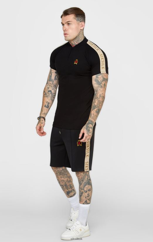 SikSilk Apparel 020XHH385 Black Crest Short Sleeve Polo Men