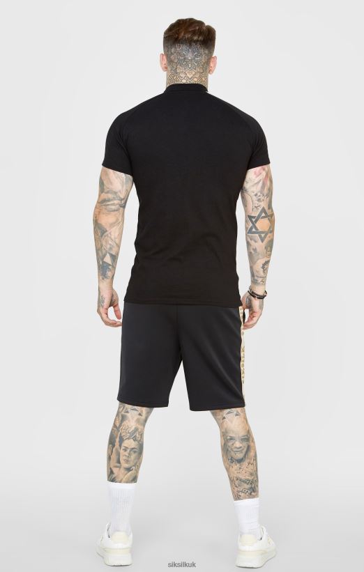 SikSilk Apparel 020XHH385 Black Crest Short Sleeve Polo Men
