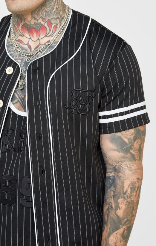 SikSilk Apparel 020XHH390 Black Baseball Jersey Men