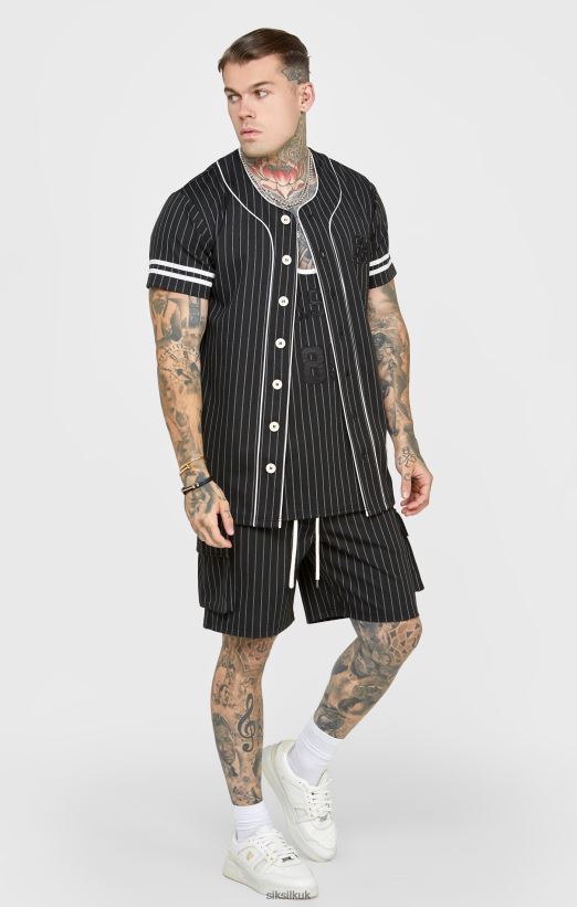 SikSilk Apparel 020XHH390 Black Baseball Jersey Men
