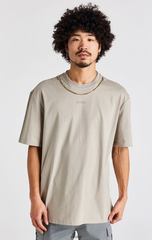 SikSilk Apparel 020XHH392 Beige Oversized Chain T-Shirt Men