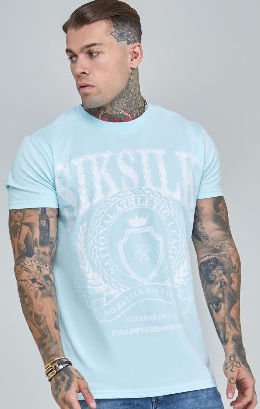 SikSilk Apparel 020XHH396 Blue Varsity Boxy Fit T-Shirt Men