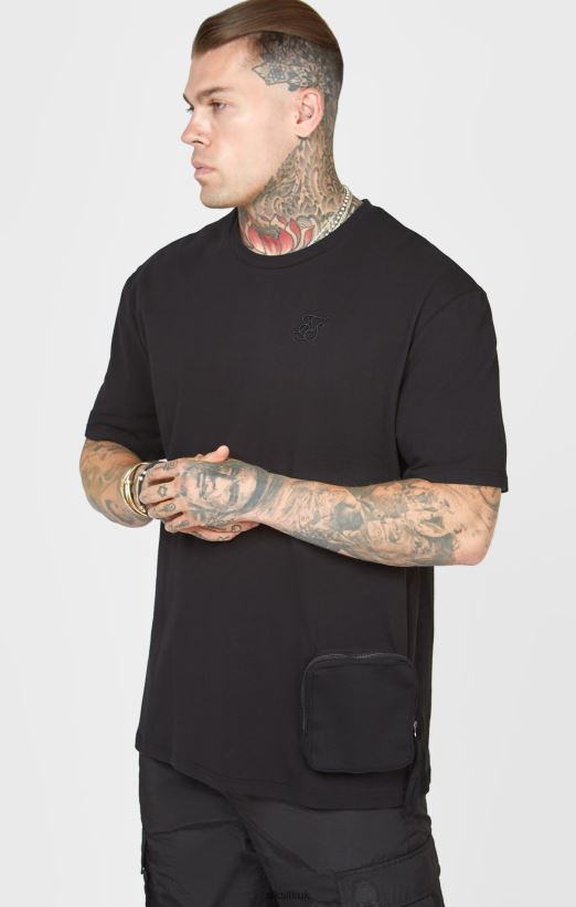 SikSilk Apparel 020XHH399 Black Pocket Oversized T-Shirt Men