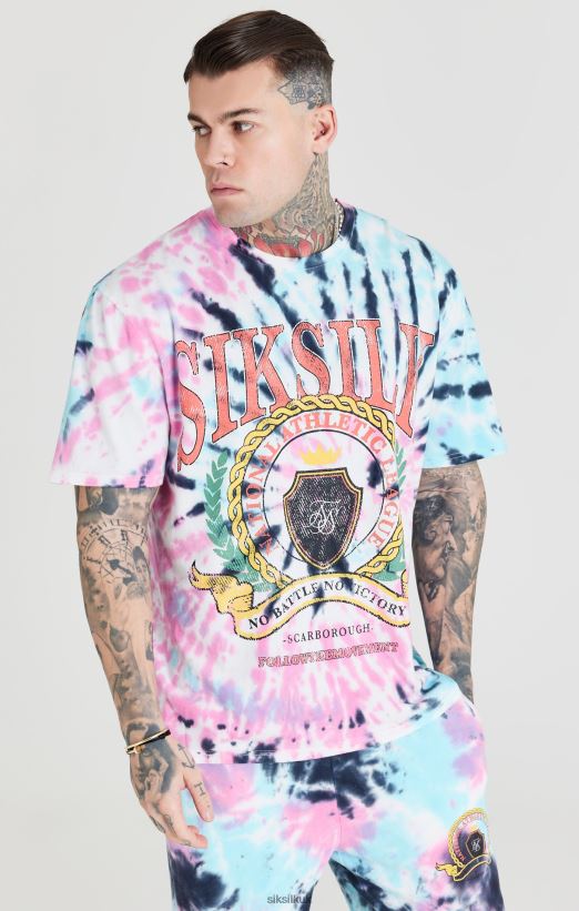 SikSilk Apparel 020XHH403 Tie Dye Varsity Oversized T-Shirt Men