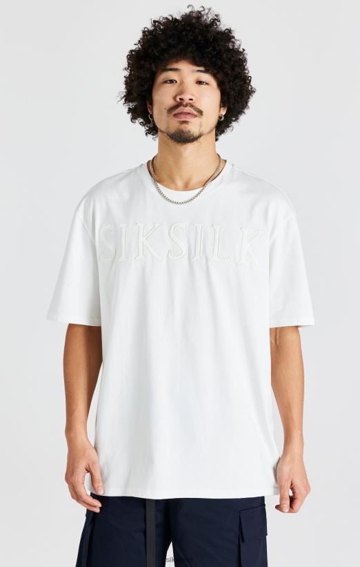SikSilk Apparel 020XHH404 Ecru Oversized Logo T-Shirt Men