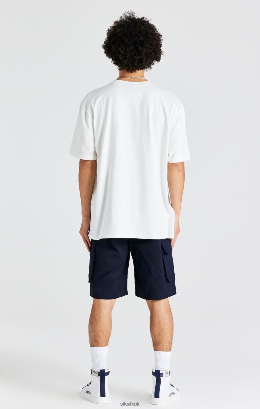 SikSilk Apparel 020XHH404 Ecru Oversized Logo T-Shirt Men