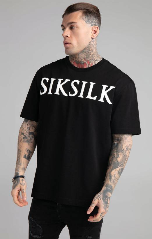 SikSilk Apparel 020XHH407 Black Relaxed Fit T-Shirt Men