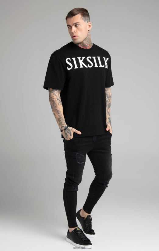 SikSilk Apparel 020XHH407 Black Relaxed Fit T-Shirt Men