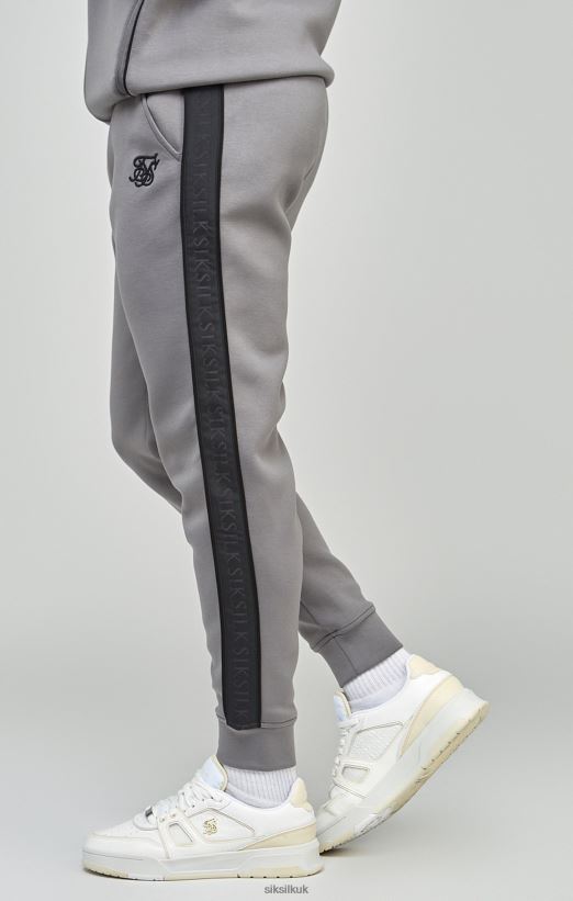 SikSilk Apparel 020XHH504 Grey Taped Zip Thru Hoodie & Jogger Set Men