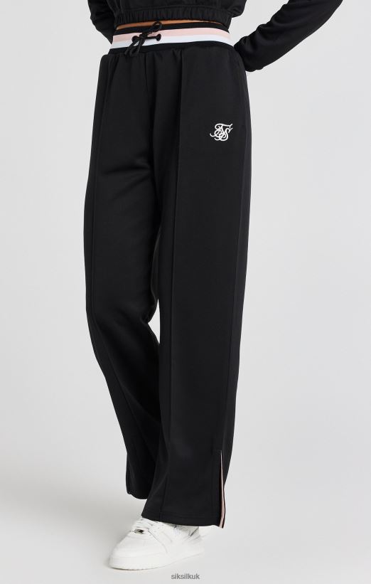 SikSilk Apparel 020XHH158 Black Varsity Wide Leg Track Pant Women