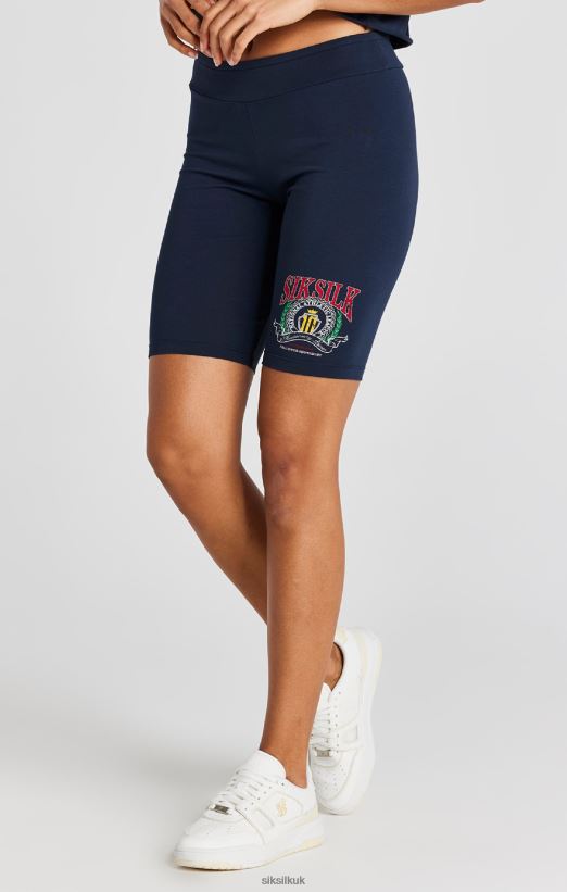 SikSilk Apparel 020XHH194 Navy Varsity Cycle Short Women