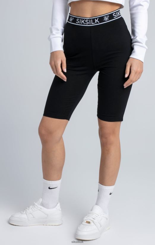 SikSilk Apparel 020XHH196 Black Essential Tape Cycle Shorts Women