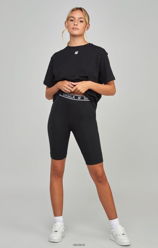 SikSilk Apparel 020XHH196 Black Essential Tape Cycle Shorts Women