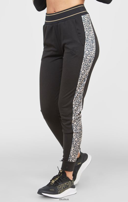 SikSilk Apparel 020XHH174 Black Leopard Print Panelled Track Pant Women
