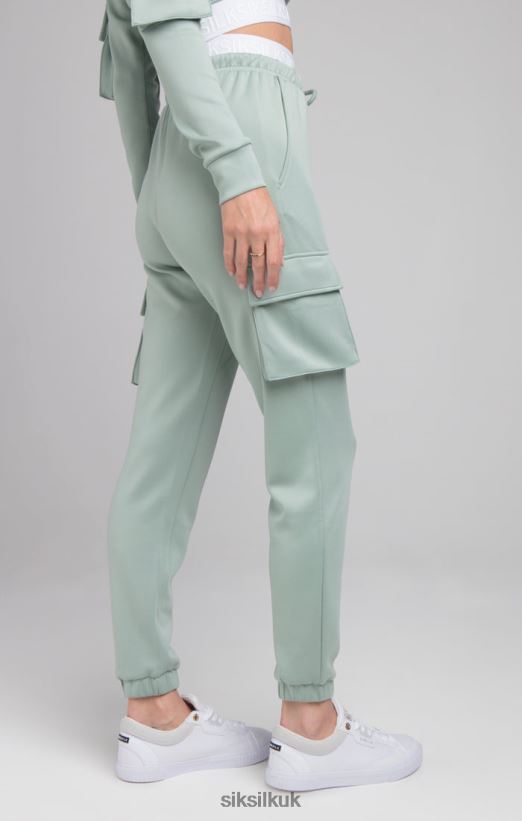 SikSilk Apparel 020XHH176 Cargo Tape Track Pants - Sage Women
