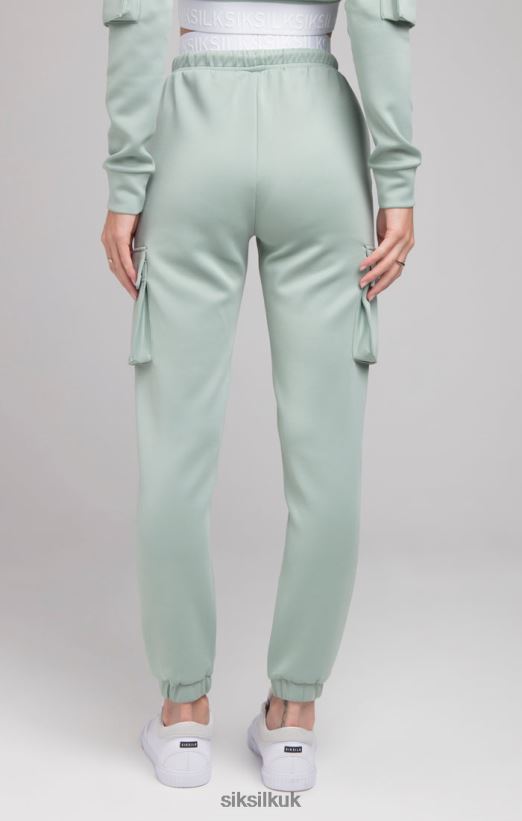 SikSilk Apparel 020XHH176 Cargo Tape Track Pants - Sage Women