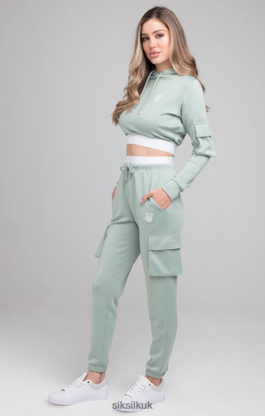 SikSilk Apparel 020XHH176 Cargo Tape Track Pants - Sage Women