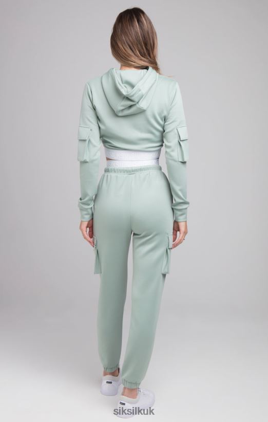 SikSilk Apparel 020XHH176 Cargo Tape Track Pants - Sage Women