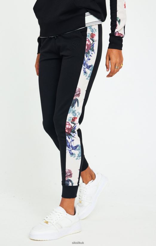 SikSilk Apparel 020XHH183 Botanical Florals Pants - Black Women