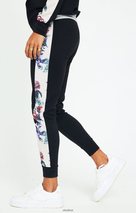 SikSilk Apparel 020XHH183 Botanical Florals Pants - Black Women