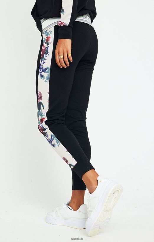 SikSilk Apparel 020XHH183 Botanical Florals Pants - Black Women