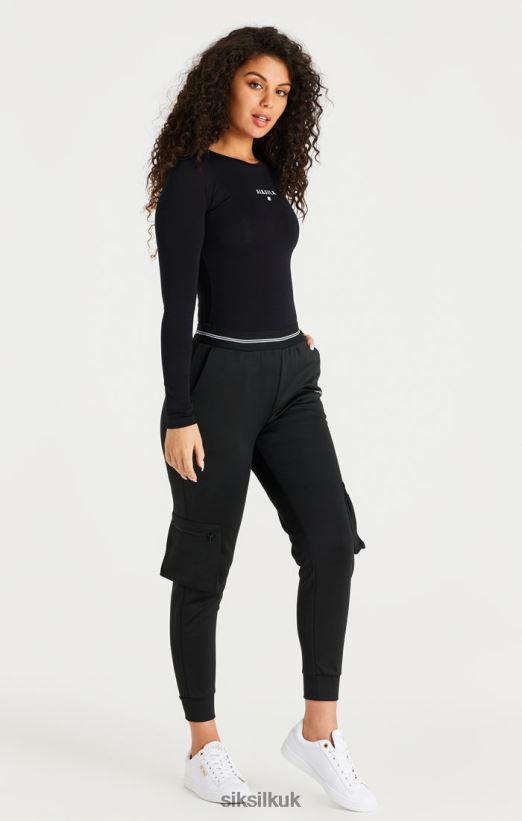 SikSilk Apparel 020XHH184 Black Cargo Track Pant Women
