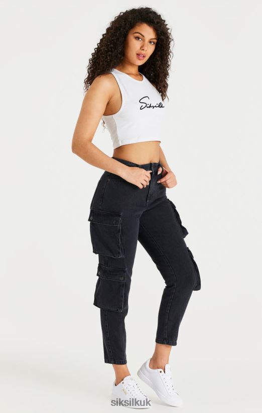 SikSilk Apparel 020XHH187 Black Denim Cargos Women