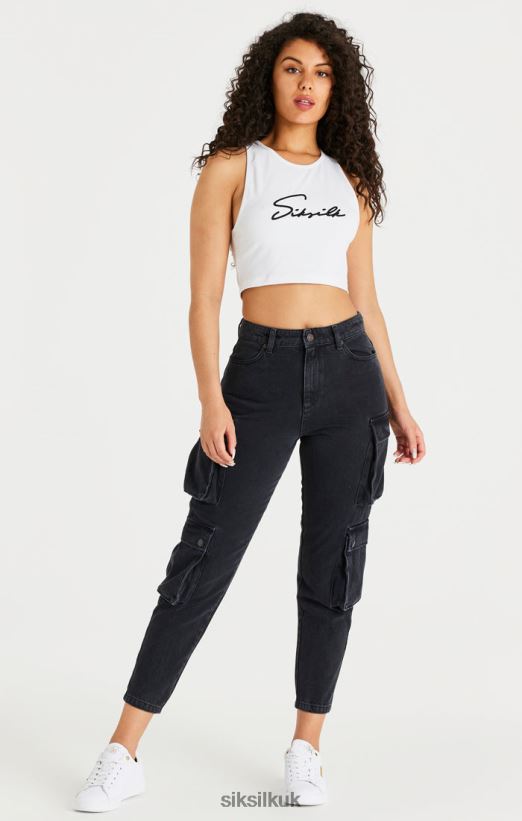 SikSilk Apparel 020XHH187 Black Denim Cargos Women