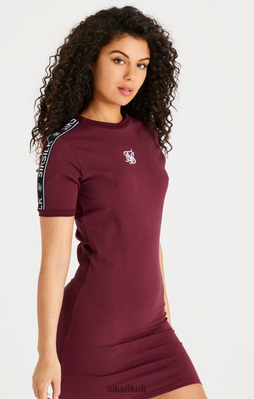 SikSilk Apparel 020XHH141 Burgundy Tape Bodycon Dress Women