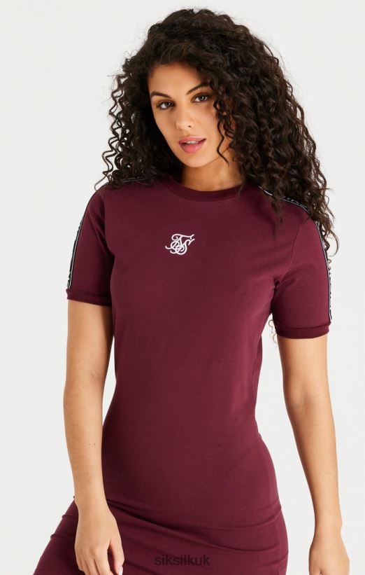 SikSilk Apparel 020XHH141 Burgundy Tape Bodycon Dress Women