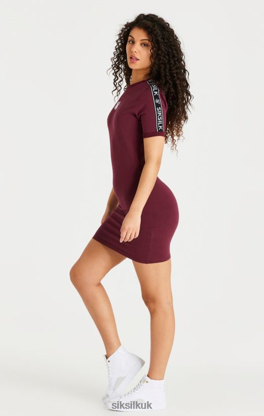 SikSilk Apparel 020XHH141 Burgundy Tape Bodycon Dress Women