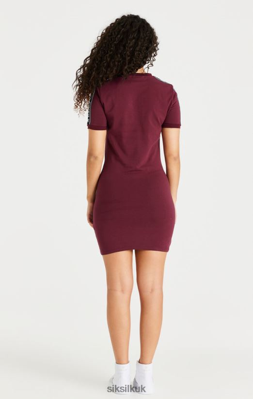 SikSilk Apparel 020XHH141 Burgundy Tape Bodycon Dress Women